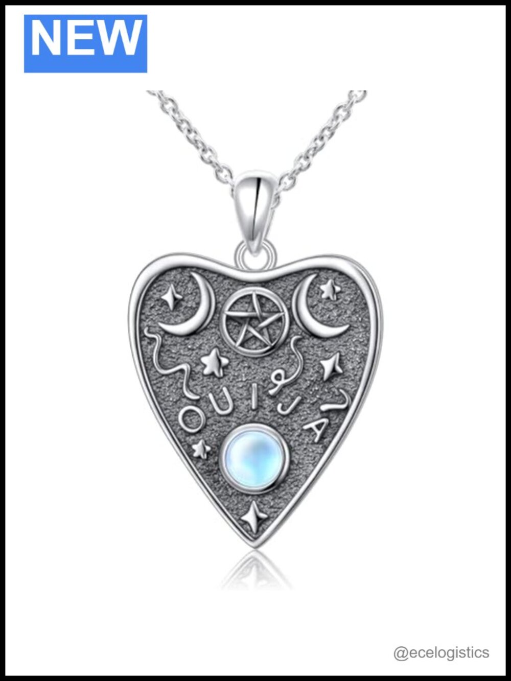 Ouija Board Necklace 925 Sterling Silver Moonstone Pendant